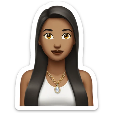 a brunette girl with necklace on wearing halter top  sticker