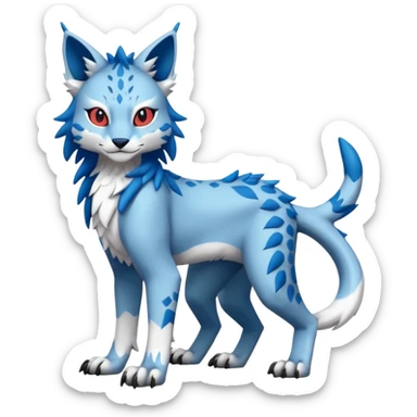 Colorful exotic kawaii edgy cute Lynx-Sergal-Vernid-Fakémon-Pokémon-creature (full body) sticker