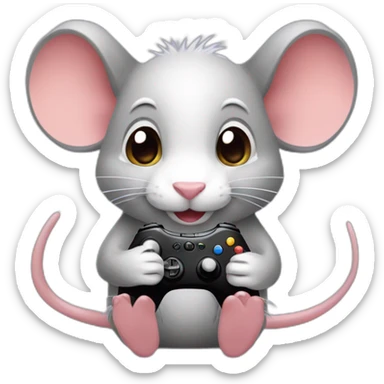 cute rat playing video games sticker