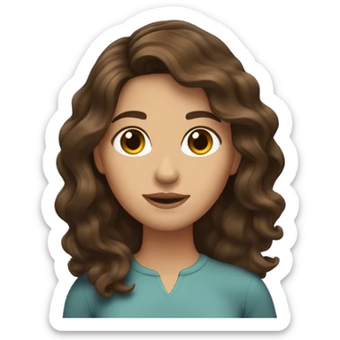 Brunette girl with brown hair with waves at the end of her hair sticker