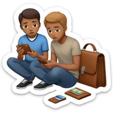 Billetera encontrada en el piso con personas al rededor sticker