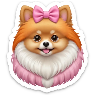 pomeranea con moño rosa sticker