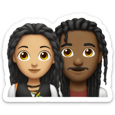 Black guy with dreads and Mexican girl with straight black hair sticker