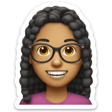 Hispanic girl with big teeth and glasses sticker