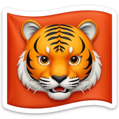 Tiger face in red flag sticker