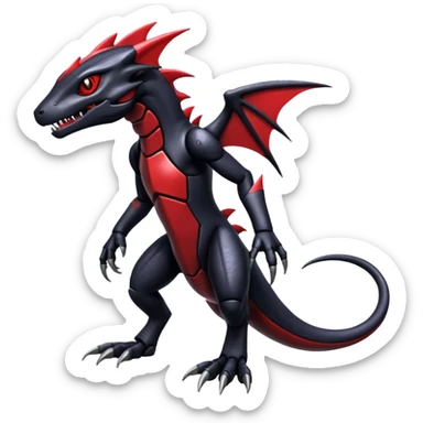 Shiny Gothic Edgy epic Salandit-Genesect-Miraidon-Fakémon-hybrid-creature (full body)  sticker