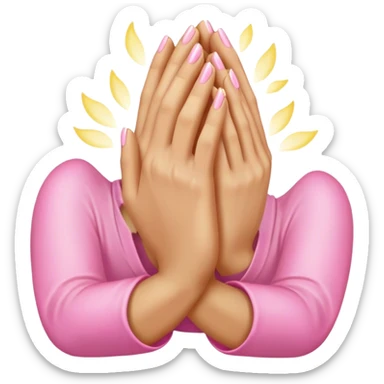 Pink prayer hands light gold sticker
