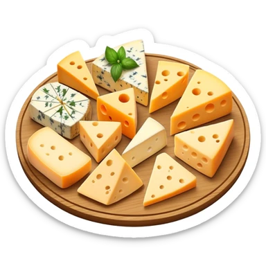 Cheese platter with different cheese varieties sticker