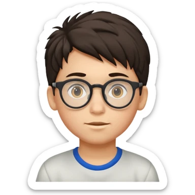 Erstelle mir eine Emoji von einem Jungen. Herkunft: Südamerika, Jung und Gutaussehend, mit durchsichtiger Brille und anderer Frisur  sticker