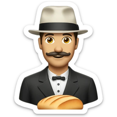 Man with hat moustache and bread sticker
