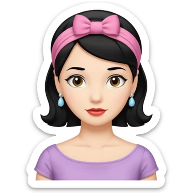 1950s black hair woman with hairnband sticker