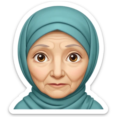 old woman with hijab neutral face white sticker