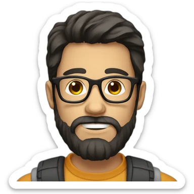dark haired nerd with beard and glasses sticker