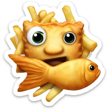just fish and chips and ketcups on the plate. I don't want a real fish or real eyes are on the food. I need just food sticker