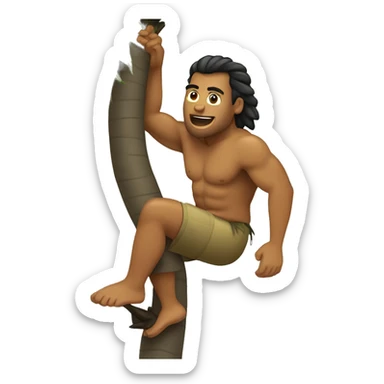 Samoan climbing coconut tree sticker
