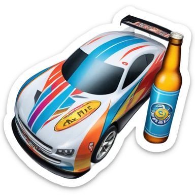 Race car beer sticker