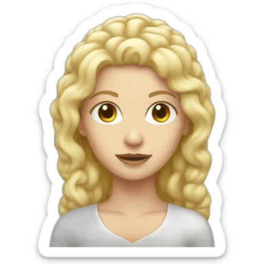 blonde woman holding a brain sticker