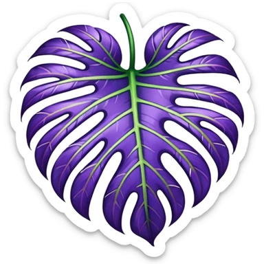 purple monstera leaf sticker