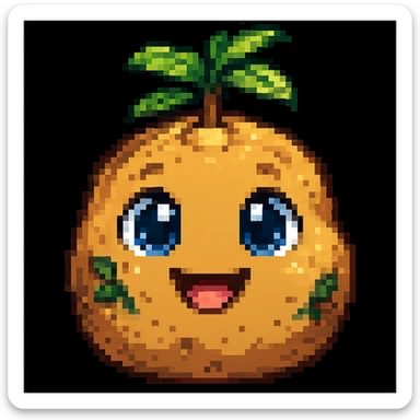 Make the pixel art potato cuter with prettier eyes and a friendly expression sticker
