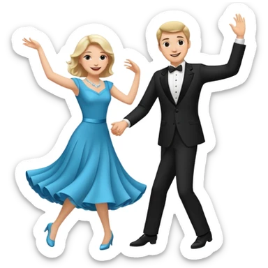 White Man and white woman dancing white sticker