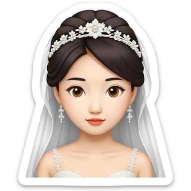 Beautiful Asian girl wearing beautiful wedding dress sticker