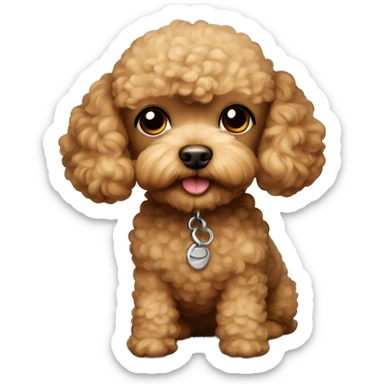 light brown male toy poodle with closed mouth sticker