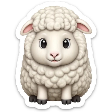 cinematic-[sheep]-realistic-full-body-sitting-emoji,-tail-flicking-lazily,-head-tilted-dramatically,-curly-[white]-fur,-simplified-yet-realistic-focused-features,-highly-detailed,-glowing-with-an-almost-sarcastic-glow sticker