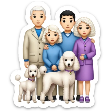 Asian Four Family and a white standard poodle sticker