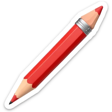 3D thick red pencil made of plasticine sticker