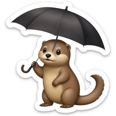 Loutre mignonne qui porte un parapluie dans sa main gauche  sticker