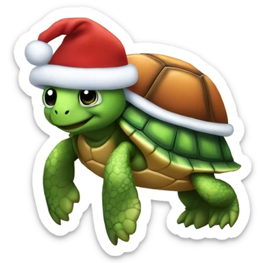 Turtle wearing a Santa suit sticker