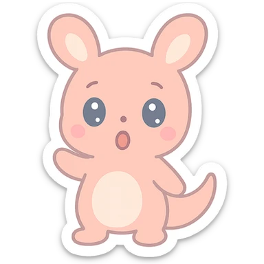 Make the kangaroo look more surprised, keeping the kawaii style, with no background. sticker