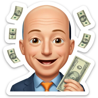 jeff bezos sniff money and laughing sticker