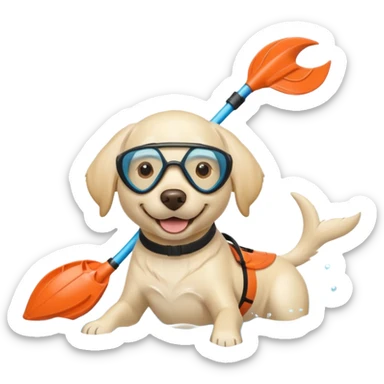 White labrador with snorkel and fins sticker