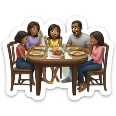 family at dinner table sticker