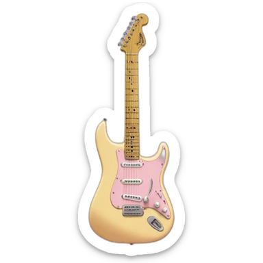 flower with pastel pink stratocaster electric guitar sticker