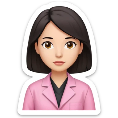 Mulher de cabelos pretos na altura do ombro e de jaleco rosa  sticker