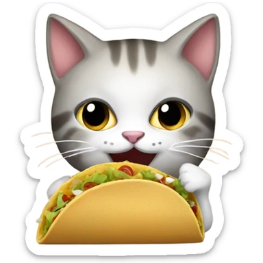 Cat eating tacos saying yes sticker