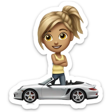 girl on a Porche sticker
