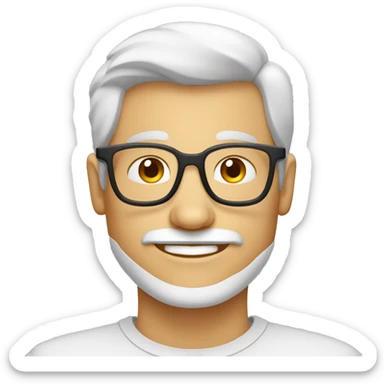 man, grijs kort haar, amerikaans bros, lichte bril, snor sticker