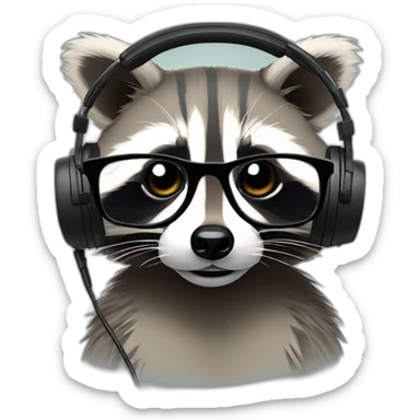 raccoon wearing headphones and glasses sticker