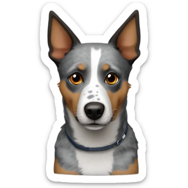 blue heeler mix dog with brown eyes and lopsided ears sticker