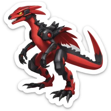  Cool Edgy Black Red Digimon-Fakemon-Guilmon-Velociraptor-Dragon-Mecha full body sticker