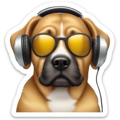 Dog with headphones and gunglasses sticker