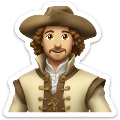 Musketeer beige jacket brown hair garden sticker