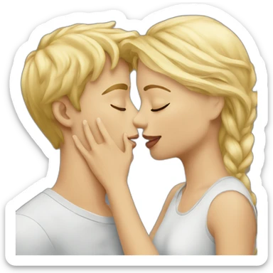 Blond boy kissing a blonde girl sticker