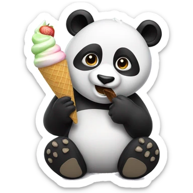 Panda eating ice cream sticker