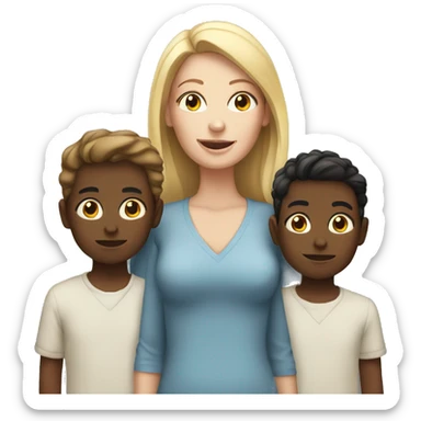 White woman with 4 boys  sticker