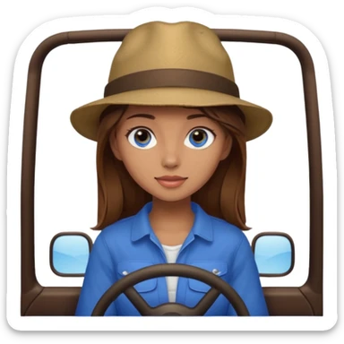 girl in a jeep, blue eyes and brown hair sticker