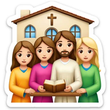 Devotional Christ with  3 girls in house sticker